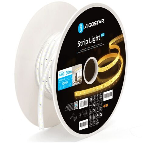 STRISCIA STRIP LED 50 METRI 220V BIANCO CALDO 3000K 5W M IP 65 (1/5)