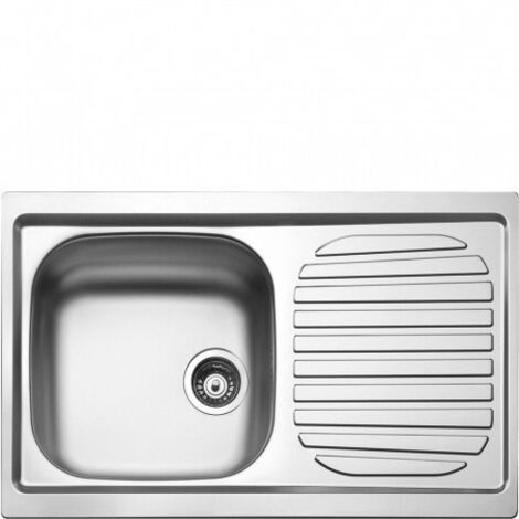 Smeg LYP791D - Lavello da Cucina, 1 Vasca, Gocciolatoio a Destra, 79 cm, Rettangolare, Acciaio (1/2)
