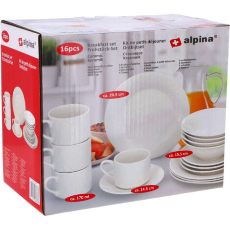 Servizio di piatti Alpina 16 pezzi ceramica microonde lavastoviglie (1/5)