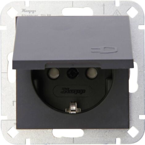 Kopp 1 parte Frutto Presa schuko con coperchio ribaltabile HK 07 Antracite 940115001 1 pz. (1/2)