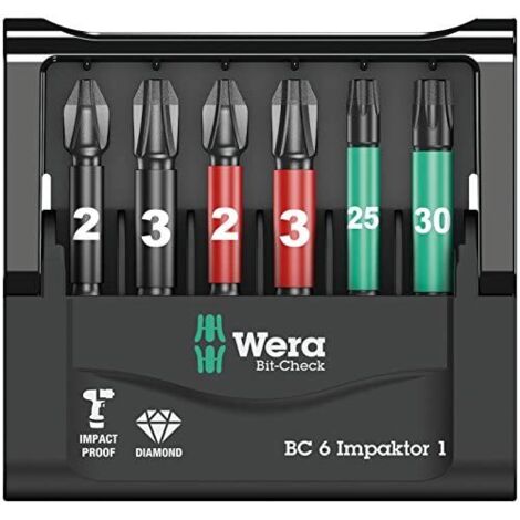 Wera Mini-Check IMP DC 50 mm PH/PZ/TX 05073890001 Kit inserti 6 parti Croce Phillips, Croce Pozidriv, TORX interno Tecn (1/5)