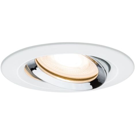Paulmann 93663 Led Nova Faretto da Incasso Rotondo, Bianco/Cromato, Orientabile Senza Lampadina Max. Faretto da Incasso 35 W Gu10 O Gu5.3, In Alluminio, Opaco (1/5)