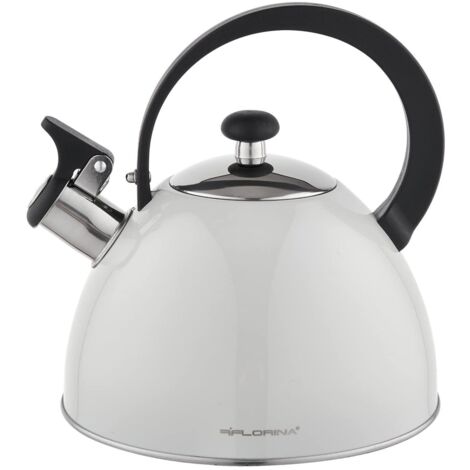 FLORINA Bollitore Acqua (2,5 l) I Bollitore da Fornello BRILLO I Bollitore con Manico in Bachelite I Antigraffio I Bollitore per Fornelli a Induzione, Gas, Elettrici I Colore: Grigio chiaro (1/5)