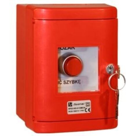 Pulsante antincendio SP22 in custodia con serratura a chiave con grado di protezione IP55, anello nichelato (1/4)
