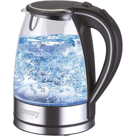 Bollitore Elettrico in Vetro 1,7Lt 2000W Acqua Calda Cordless con Luce LED Blu (1/5)
