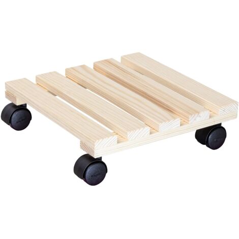 Wagner Carrello per Piante e Fiori PALETTI 29 x 29 x 8 cm I per Interni Certificato FSC® I Portavaso in Legno massello Naturale con Ruote I Portata 100 kg - 20003701 (1/4)