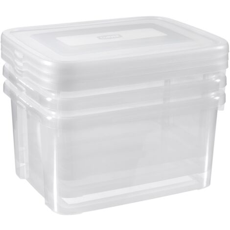CURVER 17193963980 – Scatola portaoggetti, 3 Pezzi, 25 l, plastica, Trasparente, 44,8 x 34,5 x 35 cm (1/5)
