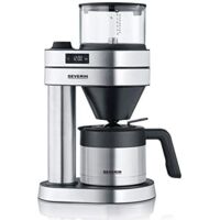 Severin Macchina da caffè a filtro Caprice, fatta a mano con caffettiera fino a 8 tazze, macchina da caffè con timer, acciaio inox spazzolato/nero opaco KA 5763