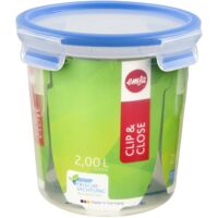 Emsa 508553 rotonda contenitore di alimento con coperchio, 2,0 litri, trasparente / blu, Clip & Chiudi