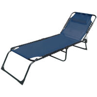 Marbueno Lettino Pieghevole in Acciaio con Cuscino Blu per Giardino Piscina