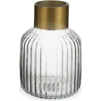 Vaso Righe Dorato Trasparente Vetro (14,5 x 22 x 14,5 cm)