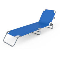 Marbueno Sdraio Pieghevole Acciaio Blu Scuro 187x55x24 cm