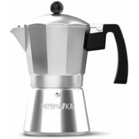 Minimoka caffettiera italiana da 9 tazze, 9 tazze, base e filtro de acciaio inox, manico ergonomico, valvola di sicurezza de, chiusura in silicone de per sicurezza, adatta per: vitro, elettrico, gas