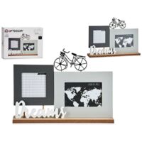 Cornice Portafoto Dreams Nero Grigio Bianco Legno (37,5 x 6 x 26,5 cm)