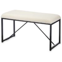 Panca Gift Decor Bianco Metallo Stoffa 81 x 42 x 38 cm