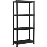 Marbueno Scaffale in Plastica Nera 4 Ripiani 31x131x61 cm