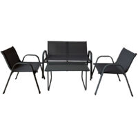 Set Tavolo e Sedie da Giardino Marbueno Nero Textilène