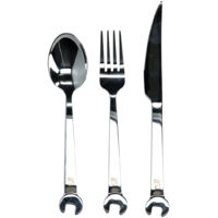 Set di Posate KS Tools 3 pezzi nero rosso acciaio inox