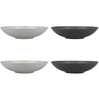 KitchenCraft Set de 4 ciotole per pasta de Gres smaltato senza piombo e goffrato grigio/nero in scatola de Regalo 22cm