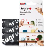 Sugru Colla modellabile di tesa, adesivo forte per tutti gli usi, confezione da 3 (3 x 3.5 g) in nero