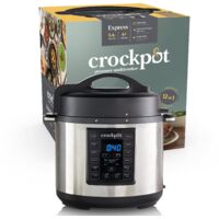 Crock-pot Express MultiCooker 5.6lù, Programmabile, 12 funzioni pre-impostate, Cottura a Pressione, a Vapore, Slow Cooker e Rosolatura, Funzione Warm automatica, Argento-Nero