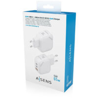 Caricabatterie da Parete Aisens ASCH-65W3P026-W Bianco 65 W (1 Unità)