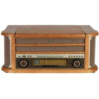 Reflexion HIF2002 Sistema stereo retro FM, CD, Cassette, Giradischi, USB, Alloggiamento in vero legno, funzione di regi