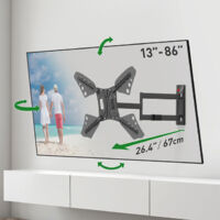 Sconosciuta Supporto A Parete Per Tv Piatto / curvo 3400l Supporto A Parete, Movimento Completo, 40-70 ”, Peso Massimo (capacità) 40 Kg, Nero