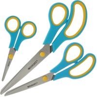 Westcott Easy Grip Scissors 3 pezzi Turchese Set di 3 forbici universali con impugnatura confortevole Lama in acciaio inox extra affilata e resistente Forbici per casa e ufficio N-90028 00