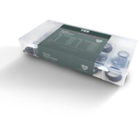 TOX Assortimento di O-ring in gomma, anelli di tenuta in 18 misure e scatola di trasporto trasparente, ⌀ 3 - 22 mm, spessore del cordone 1 - 4 mm, 225 pezzi, 09490209
