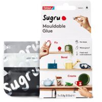 Sugru Colla modellabile di tesa, adesivo forte per tutti gli usi, confezione da 3 (3 x 3.5 g) in nero, bianco e grigio