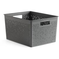 TATAY Scatola organizer rettangolare Bohol, 20 l, in polipropilene, senza BPA, 100% plastica riciclata, colore grigio antracite, dimensioni: 30 x 39 x 21,5 cm