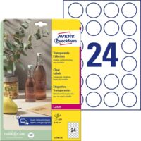 Avery-Zweckform L7780-25 Etichetta a pellicola Ø 40 mm Pellicola in poliestere Trasparente 600 pz. A tenuta permanente