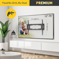 Supporto TV fisso slim fino a 75" - muri in legno-cartongesso - VESA 600x400
