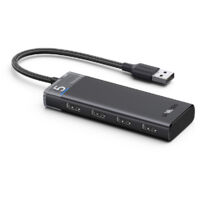 Adattatore HUB splitter porta 4x USB-A 3.0 e cavo di alimentazione USB-A nero