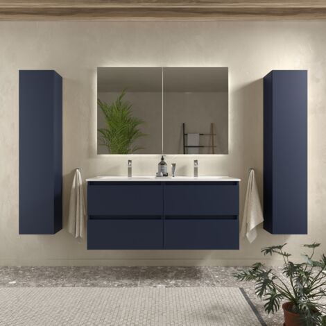 Cygnus Bath – Meuble de salle de bain 120cm – Vasque en porcelaine blanche – Tiroirs à fermeture amortie – Finition résistante à l'humidité