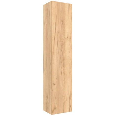 Meuble colonne de salle de bain H 140 cm effet chêne brut à suspendre - KARAIB
