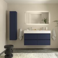 Meuble de salle de bain BEQUIA 120cm Bleu mat Vasque Porcelaine