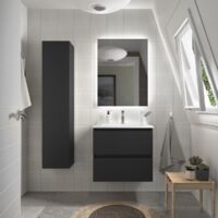 Meuble de salle de bain BEQUIA 60cm Noir mat Vasque Porcelaine