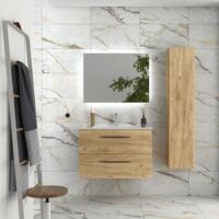Meuble de salle de bain MORAI 80cm Chêne Vasque Porcelaine