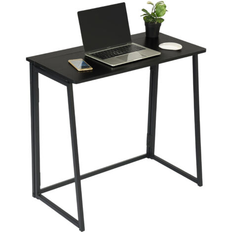 FurnitureR Klappbarer Schreibtisch, faltbarer Computertisch, Arbeitsstation, Schreibtisch für das Homeoffice, kleine Räume, 80 x 40 x 74 cm, Schwarz (1/5)