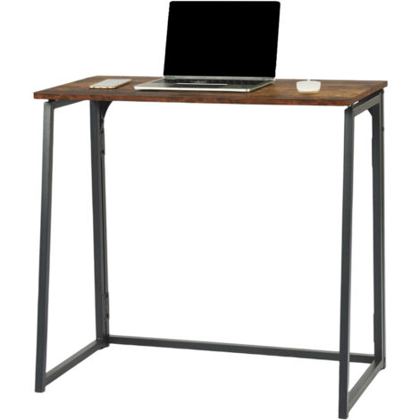 FurnitureR Klappbarer Schreibtisch, faltbarer Computertisch, Arbeitsstation, Schreibtisch für das Homeoffice, kleine Räume, 80 x 40 x 74 cm, Braun (1/5)