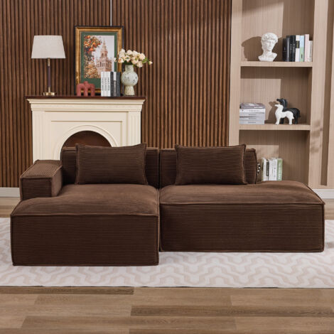 Canapé économique en textile de 235 cm de large avec deux coussins et une trousse - canapé moderne, simple et confortable, idéal pour les petits salons, appartements et bureaux