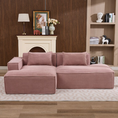 Canapé économique en textile de 235 cm de large avec deux coussins et une trousse - canapé moderne, simple et confortable, idéal pour les petits salons, appartements et bureaux