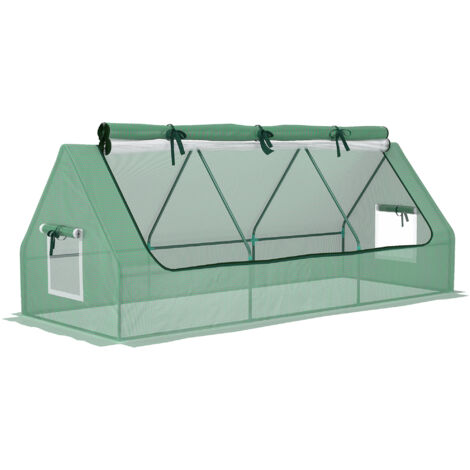 Mini serre en film PE résistant aux UV, avec fenêtre en filet et fenêtre grillagée. Dimensions : 240 x 90 x 90 cm. Idéale pour le jardinage et la culture de plantes. (1/5)