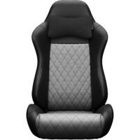 1 siège baquet de course universel, coutures grises et noires, revêtement en cuir PVC gris et noir, inclinable, aspect carbone, avec glissière de réglage (support de siège non inclus). 1 boîte de 1 pi