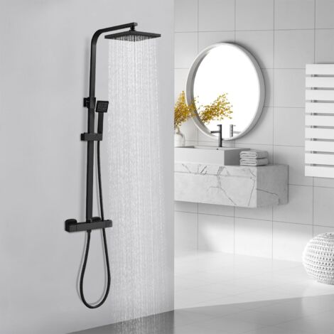 Stanew – Colonne de douche thermostatique en laiton – Réglable en hauteur 700-1150mm – Pomme de douche pivotante 360° – Température sécurisée 38°C