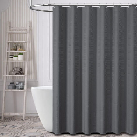 Rideau de Douche,Rideaux de Salle de Bain,Anti Moisissure, Imperméable, rideau de douche à motif gaufré Tissu Imperméable Rideau De Bain avec 12 Crochets,180 X 180cm (1/5)