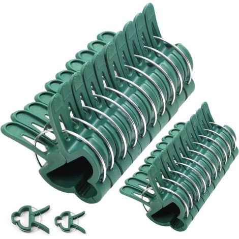 100 Pièces Clips de Plantes Reutilisable Clip de Support de Plante Pinces Tomates pour Fixer Les Plantes Grimpantes,Vert, 50 Grands et 50 Petits (1/5)