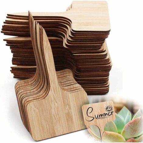 50 Pieces Étiquette de Plante Semis, Etiquette Jardin Potager Plantation, Exterieur Bambou Plante en Bambou D'étiquette en Bois Marqueurs de T-Type (1/5)